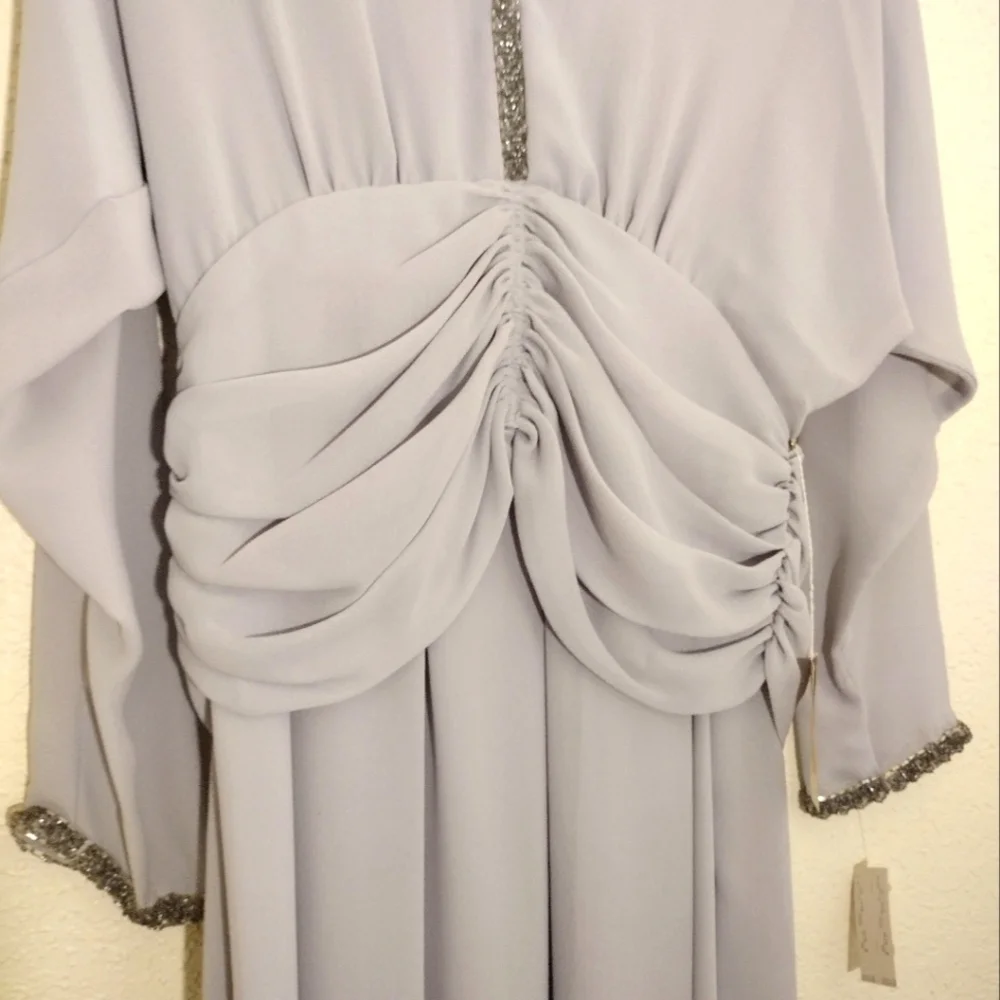 Jack Bryan Vintage 70s Hand Beaded Gray 7505 Midi Dress